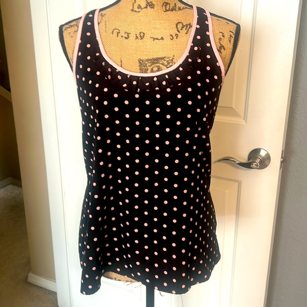 Candies Pink and black polka dot racer back tank
